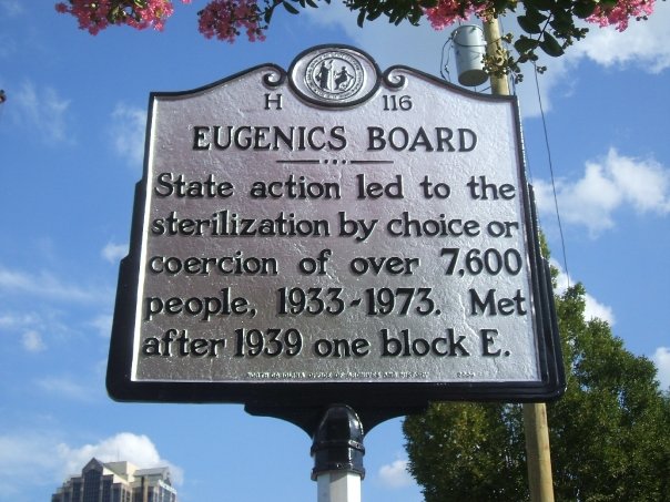 Large sign titled "eugenics board" that acknowledges forced sterilizations