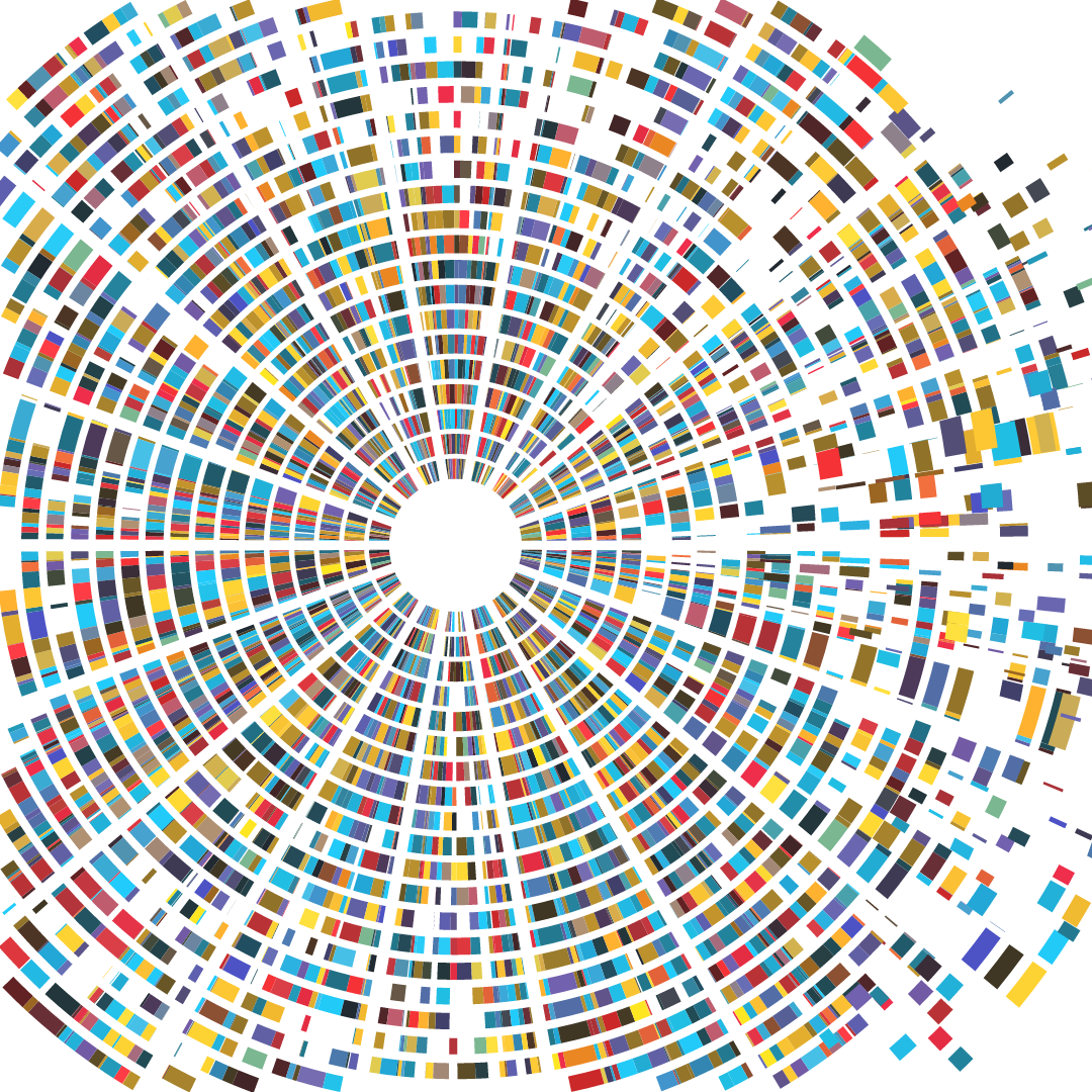 gene wheel of many colors on white background
