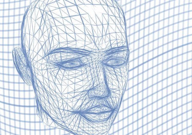 a sketch of a human head on a gridded background