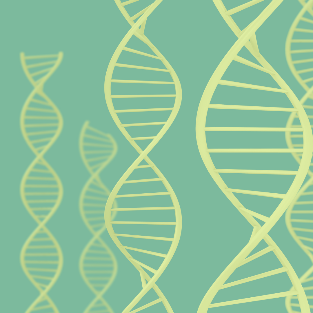 dna strands on a green background