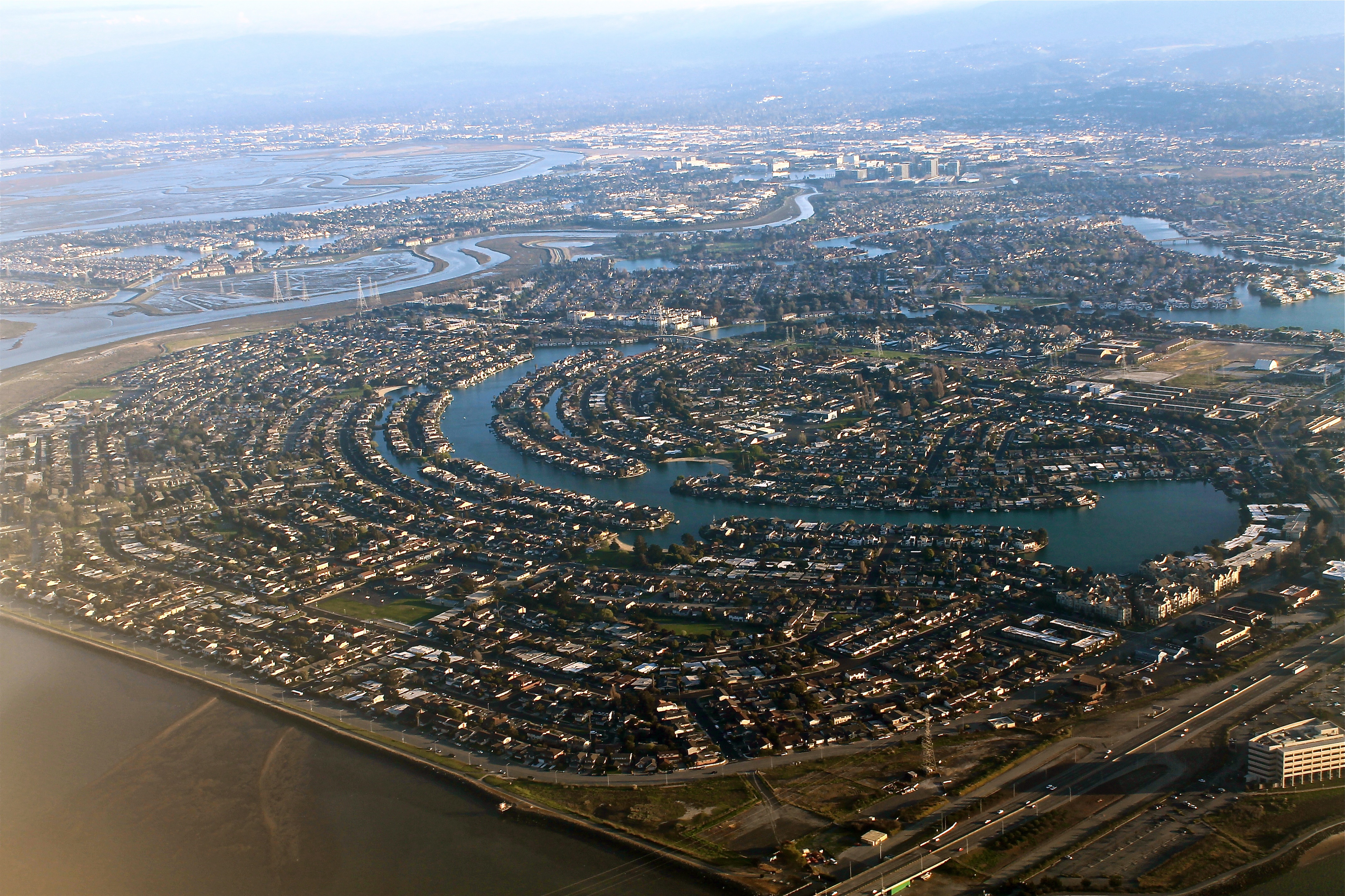 Bird's eye view of Silicon Valley landscape.
