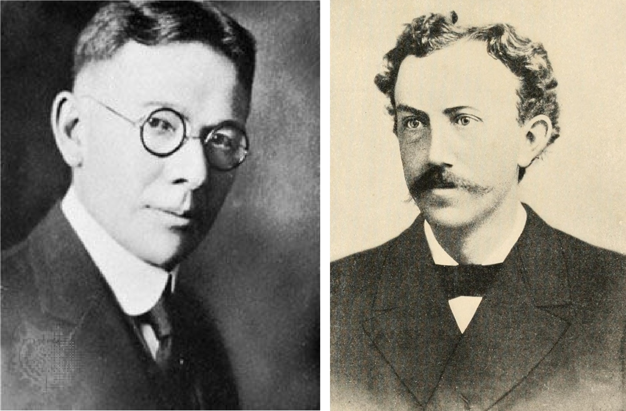 Separate black and white portraits juxtaposing Lewis Terman and David Starr Jordan.