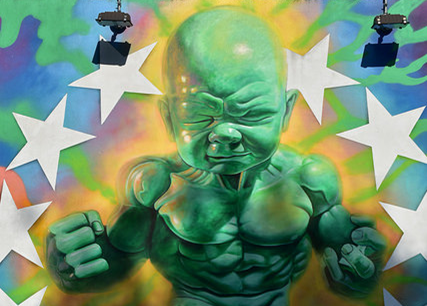 Genetically enhanced baby hulk cartoon image