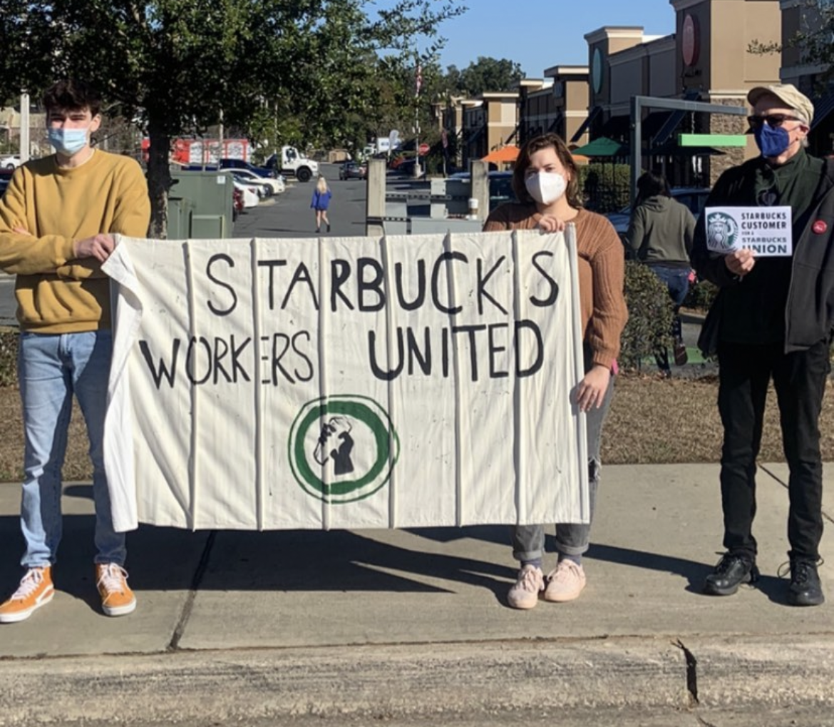 Labor organizers protesting Starbucks