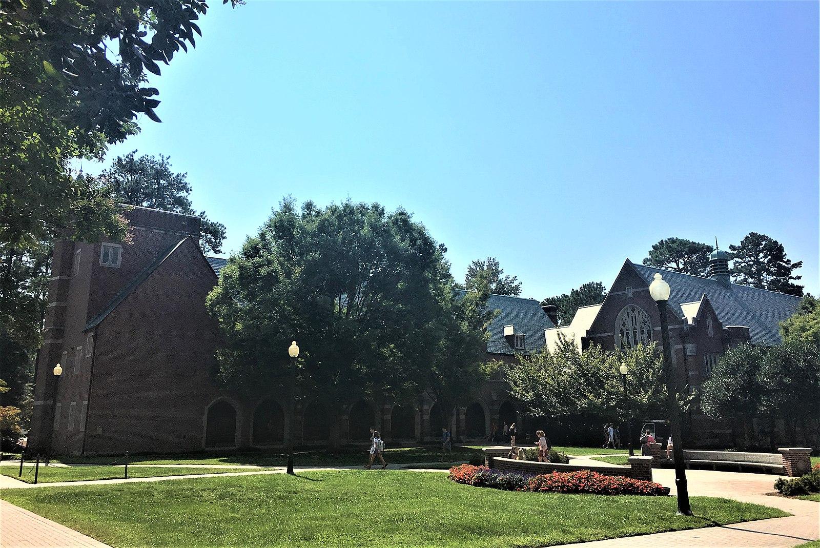The former Ryland Hall and surrounding area in the University of Richmond