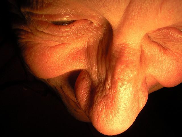 Bird's eye view of an elder face.