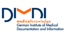 Logo of German Institute of Medical Documentation and Information (DIMDI) in Cologne. 