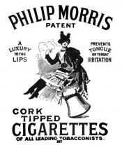 Philip Morris cigarette advertisement that promote it as "luxury to the lips... preventing tongue  and throat irritation."