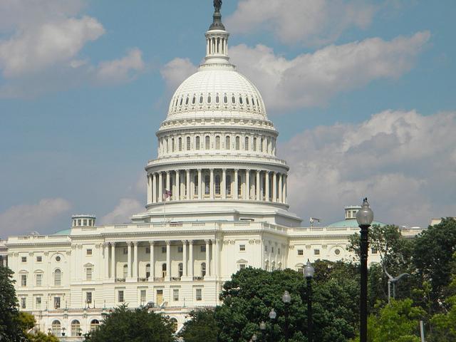 Picture of the white, domed, United States Capital building.
