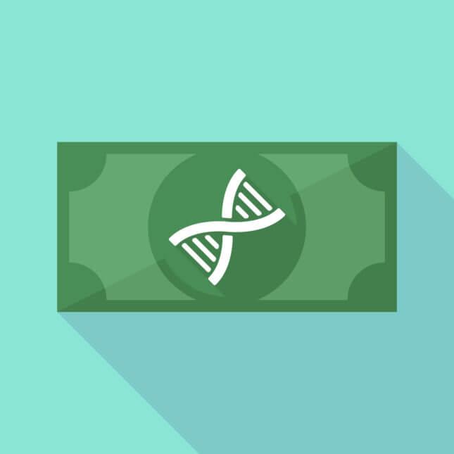 a DNA helix on a dollar bill