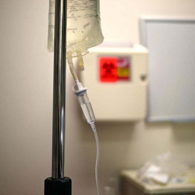 IV bag and line at a hospital