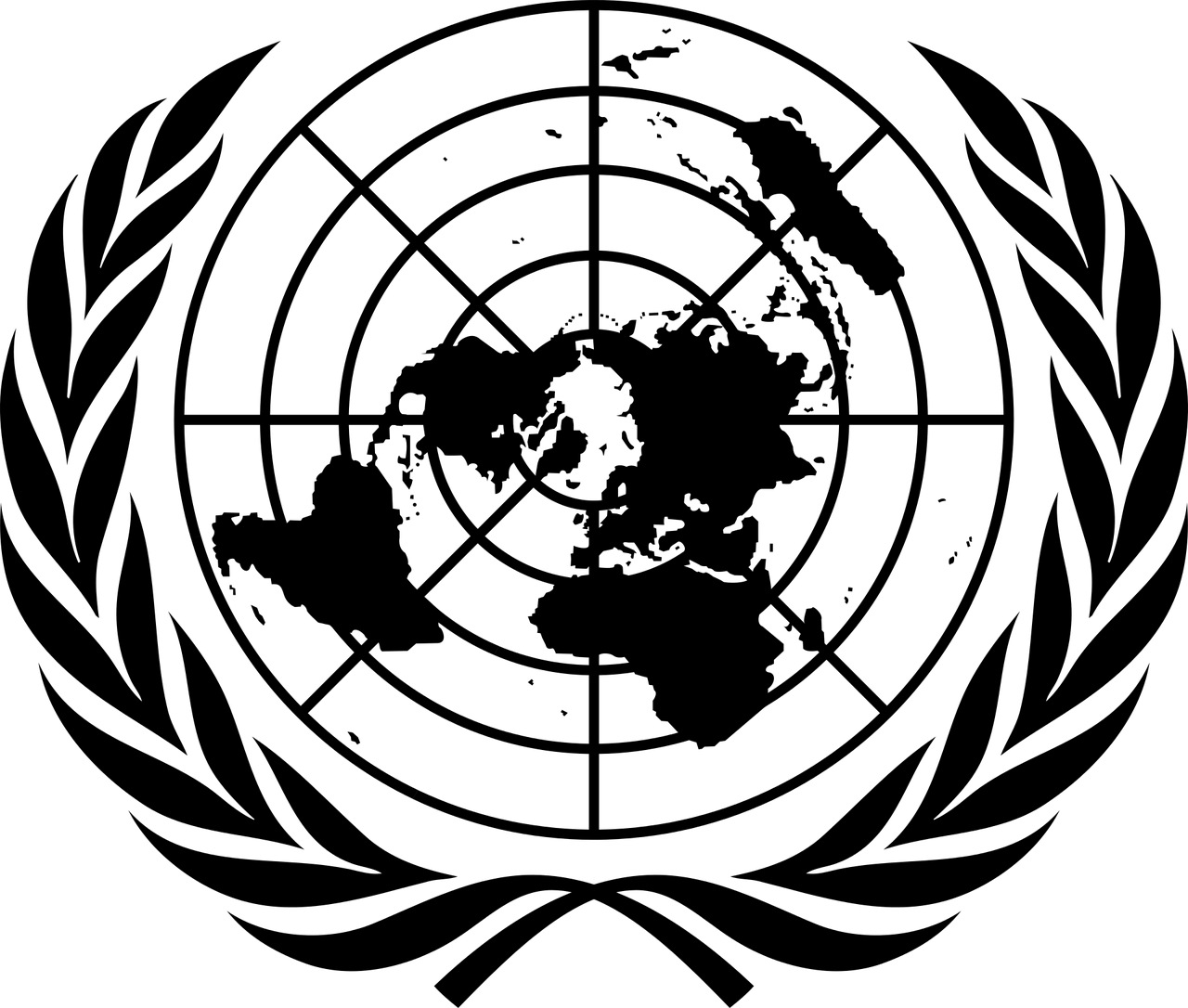 United Nations logo in black. 